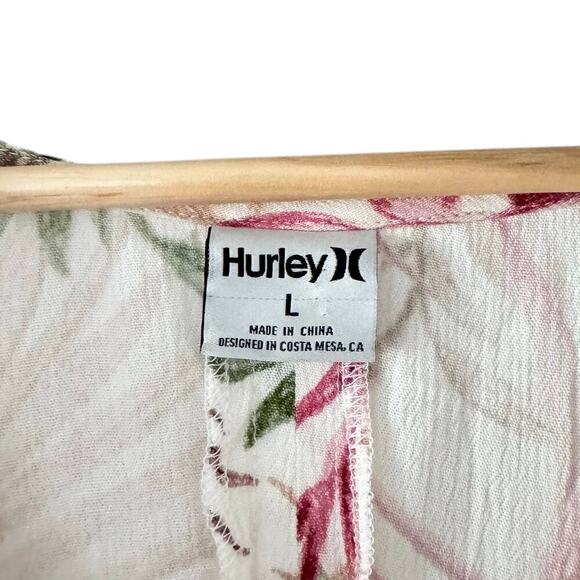NWT Hurley Summer Palm Flounce Crop Tie Back V-Neck Top in Cream Multi Size L - Picture 8 of 9